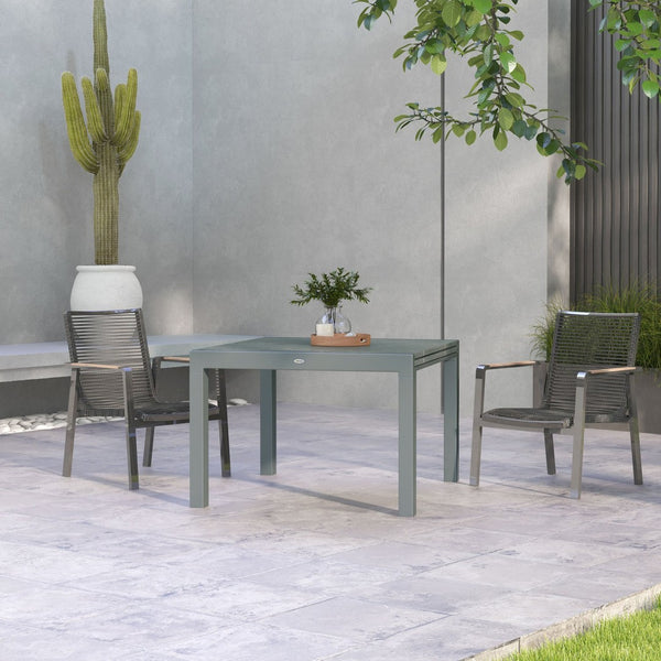 English Elm Outsunny Extendable Outdoor Dining Table - 41" To 83" Aluminum Frame & Stylish Wood-Effect Top W2225P200709-GIGA
