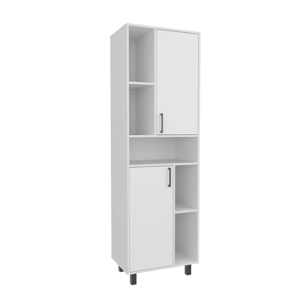 English Elm Kitchen Tall Pantry Cabinet with 2 Doors and 9 Shelves, Engineered Wood, Slim Space-Saving Storage White 43.7 L x 20.47 W x 9.45 H B097P350302