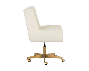 Sunpan Mirian Office Chair - Modern Glamour in Zenith Alabaster with Matte Gold Base for Ultimate Comfort