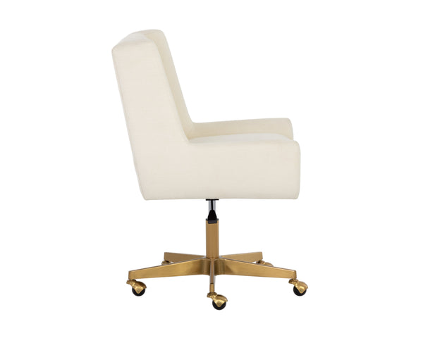 Sunpan Mirian Office Chair - Modern Glamour in Zenith Alabaster with Matte Gold Base for Ultimate Comfort