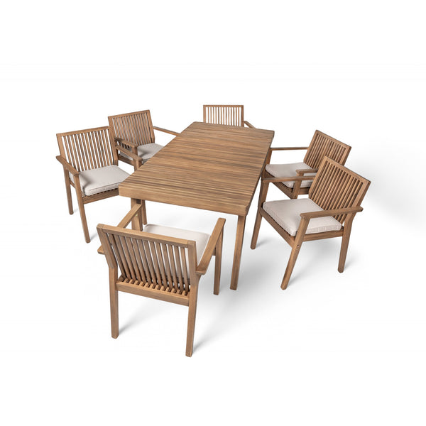 English Elm Christopher Knight Home® - Durable 7-Piece Acacia Wood Patio Dining Set With Heavy-Duty Cushions For Ultimate Outdoor Comfort N779P234497B-3_N779P234500B