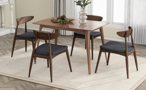 English Elm 5-piece Mid-century Rubberwood Dining Set with Upholstered Chairs for Small Spaces Charcoal,Walnut N759S003011F