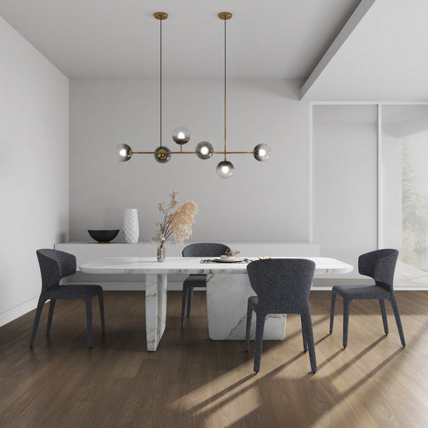 English Elm Conrad Upholstered Dining Chair with Metal Frame, Contoured Back, High-Density Foam Comfort, Fully Assembled Grey B365P397780