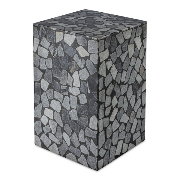 English Elm Kiri Outdoor Accent Table Handcrafted Concrete Marble Plinth for Patio or Terrace B2769P498426