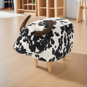 Christopher Knight Home® - Noble House - Bessie Black and White Cow Patterned Velvet Cow Ottoman