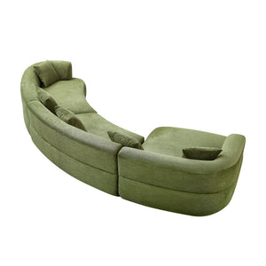 English Elm 155.91 Inch Green Quilted Curved Modular Sectional Sofa with Six Seats and Lumbar Pillows W2582S00198