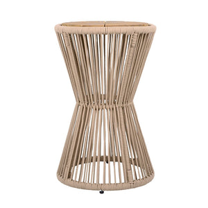 English Elm Scott Living Nara Outdoor Acacia Wood Side Tables with Woven Rope Iron Frame Set Beige,Light Teak N770PS2354692L