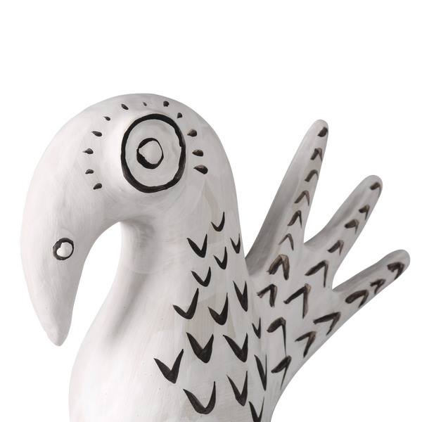 Norman the Peacock: Exquisite Handmade Porcelain Vessel with Whimsical Black Details, 12” Tall