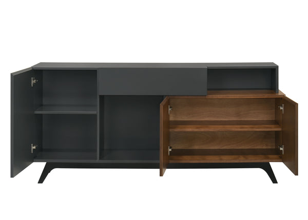 English Elm Destin Walnut+Black Ceramic Server with Drawer & 2/3 Extension, Veneer Finish, Stylish Storage B2726P246632