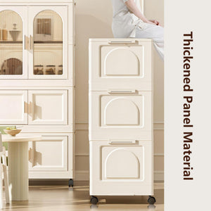 English Elm 25.59" Cream White Folding Wardrobe with Wheels, Magnetic Door, Durable PP, 1 Closet + 3 Boxes +10 Hangers W2873P239389