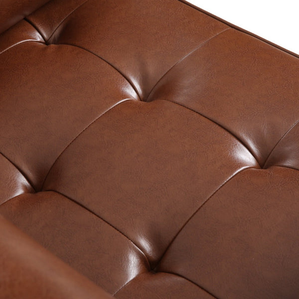 English Elm Club Chair Button Tufted Waffle Stitch Upholstery Birch Legs Mid Century Accent N776P389472C