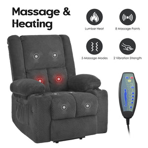 English Elm Power Lift Recliner Chair With Massage, Heat Therapy, Usb Ports & Cup Holders For Ultimate Comfort P1 T3623P380490-GIGA