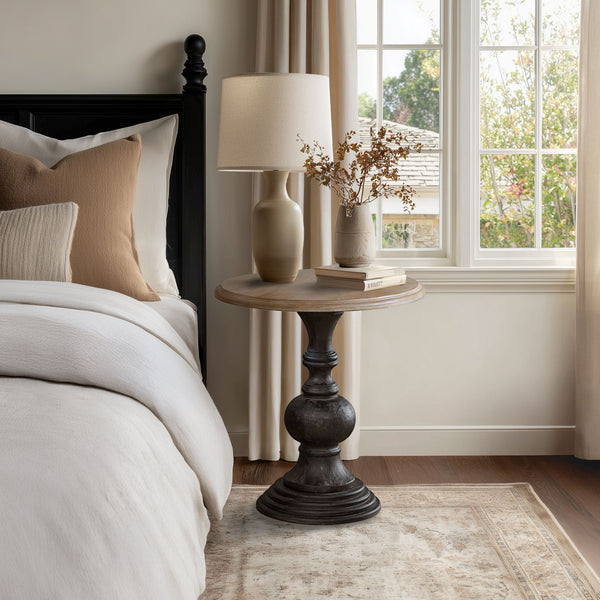 JLA Home Madison Park - Accent Table Madison Park Lexi — Hand-Carved Black Base, Reclaimed Walnut Top with Ash Veneer, Versatile Decor MP120-0427