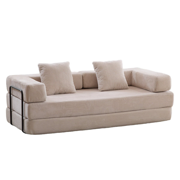 English Elm Floor Couch, Comfy Convertible Sofa Bed With Armrest, Corduroy Fabric, Perfect For Small Spaces! W3723P345007
