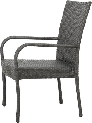 English Elm Christopher Knight Home® - LITTLETON PE Wicker Stackable Outdoor Dining Chair – Durable Polyethylene Rattan, Space-Saving Design, Ready-to-Use Grey 42135.00BR-1-GRY