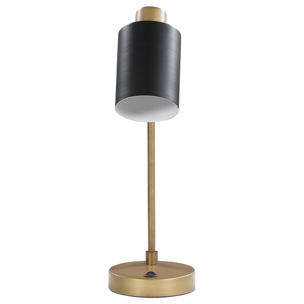 English Elm Dharma Antique Brass Metal Task Lamp with Matte Black Shade for Desk or Nightstand B062P441030