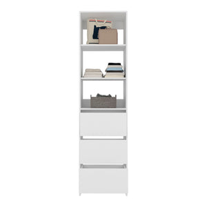 English Elm Maplewood Slim Vertical Closet Cabinet for Small Spaces with Upper Enclosed Storage B092S00302