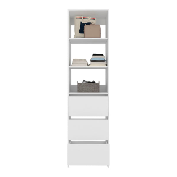 English Elm Maplewood Slim Vertical Closet Cabinet for Small Spaces with Upper Enclosed Storage B092S00302