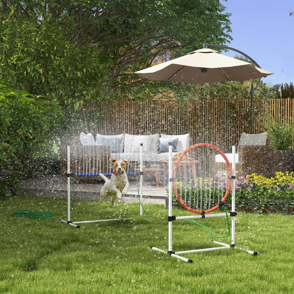 English Elm Pawhut 3-Piece Dog Agility Training Set - Adjustable Jumping Ring, Hurdle, Cooling Tube & Bag! W2225P217627-GIGA