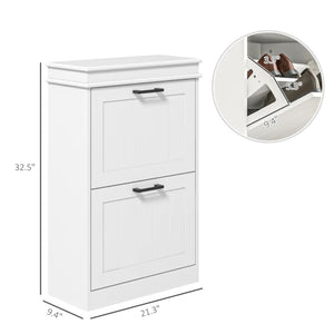 English Elm Slim Shaker Mdf Shoe Cabinet with Tilt Out Drawers for Entryway Hallway Storage T3971P465772