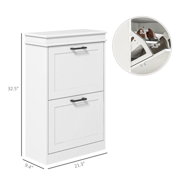 English Elm Slim Shaker Mdf Shoe Cabinet with Tilt Out Drawers for Entryway Hallway Storage T3971P465772