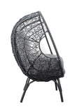 English Elm 3 Pieces Patio Egg Chairs (Model 3) With Side Table Set,Black Color Pe Rattan and Grey Cushion