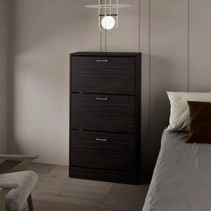 English Elm Wenge Slim Vertical Shoe Rack with 3 Flip-Down Compartments, Space-Saving Wenge Finish Organizer B062P389901