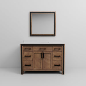 English Elm Rustic Barnwood Bath Vanity Set With Cultured Marble Top & Mirror - Farmhouse Charm & Storage B2731S00813-GIGA