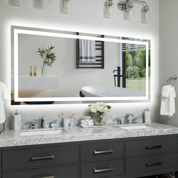 English Elm 60x28 Frameless LED Bathroom Mirror with Dimmable 3000-6000K, Anti-Fog, UL-Certified Safety Features White T3757P346977