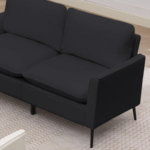 English Elm Ts Cat Paw Faux Leather Accent Chair Nordic Retro Loveseat with Lumbar Support Black W2311S00013
