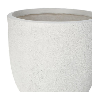 English Elm U_style Mgo Concrete Look Round Planters Set of 3 Lightweight Stackable Outdoor Pots White N711P406670A