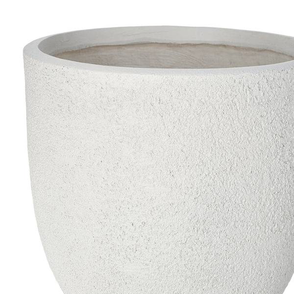 English Elm U_style Mgo Concrete Look Round Planters Set of 3 Lightweight Stackable Outdoor Pots White N711P406670A