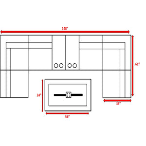 English Elm Fully Assembled 4-Piece Outdoor Patio Seating Set With Fire Pit, Plush Cushions & Durable Wicker B120S00190