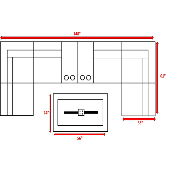 English Elm Fully Assembled 4-Piece Outdoor Patio Seating Set With Fire Pit, Plush Cushions & Durable Wicker B120S00190