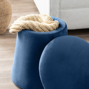 Crestview Collection Modern Velvet Ottoman: Stylish Mushroom-inspired Accent With Hidden Storage For Chic Living Spaces Navy Solid Wood Evfzr3907blu