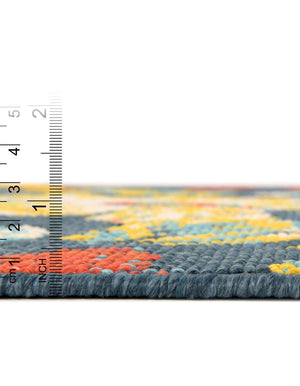 Unique Loom Outdoor Coastal Cicek Machine Made Floral Rug Multi, Light Brown/Navy Blue/Yellow/Rust Red/Ivory/Beige 5' 3" x 8' 0"