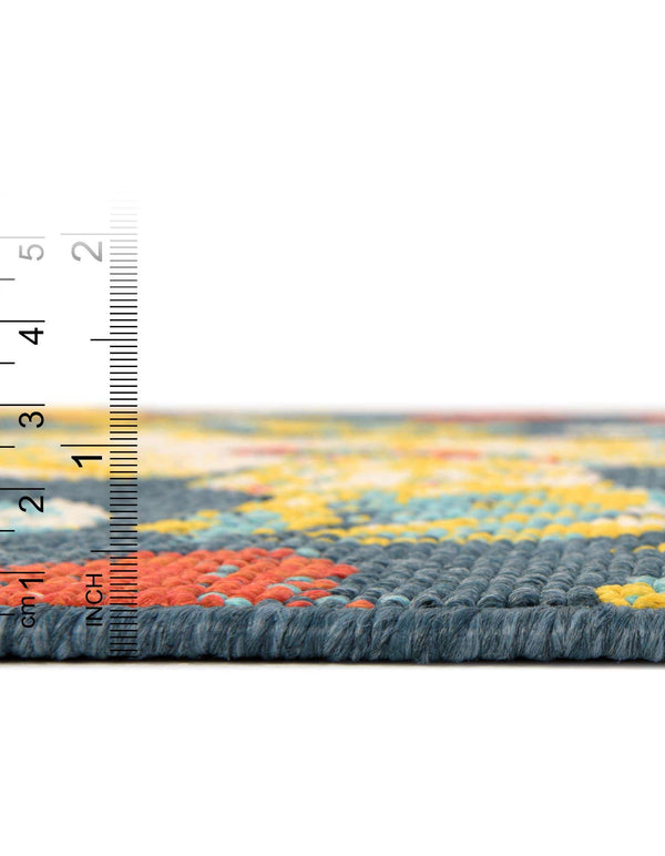 Unique Loom Outdoor Coastal Cicek Machine Made Floral Rug Multi, Light Brown/Navy Blue/Yellow/Rust Red/Ivory/Beige 5' 3" x 8' 0"