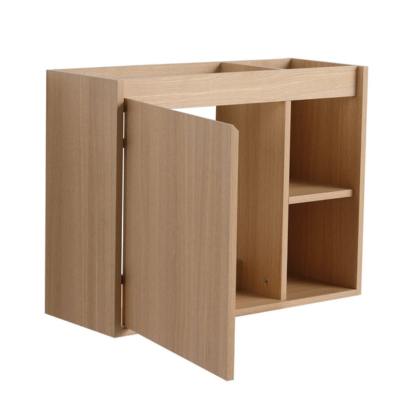 English Elm 26'' Wall-Mounted Bathroom Vanity with Glossy White Ceramic Sink, Soft-Close Door & Waterproof Finish Oak W999P310771