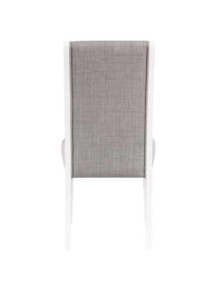 English Elm Classic Weathered Finish Side Chairs Set of 2 with Turned Legs, Padded Linen-Style Upholstery and Trim Gray,White 19 L x 41.5 W x 15 H B2741P334809