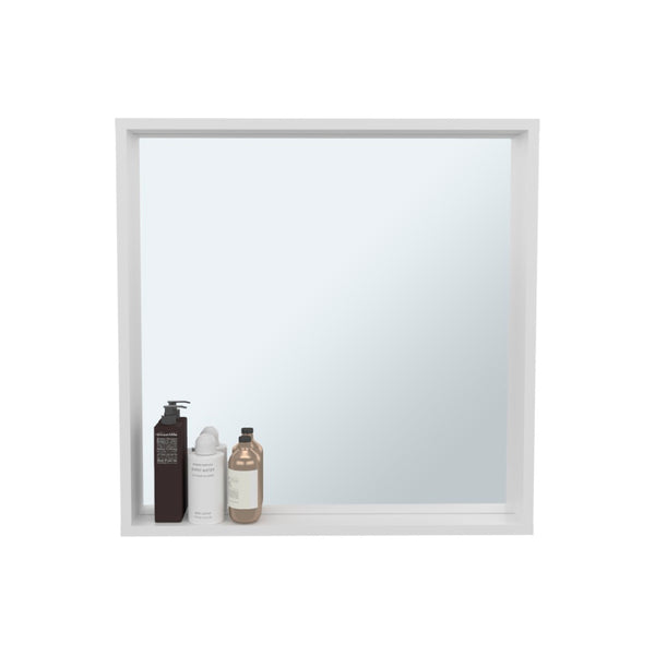 English Elm Quilcene Flush Mount Mirrored Medicine Cabinet White Lacquer Minimalist Bathroom B092P439894