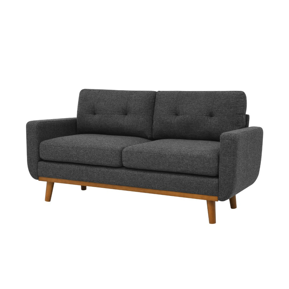 English Elm 67.7" Tufted Button Back Loveseat Polyester Upholstery Splayed Wood Legs Mcm Style B343P416559
