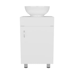 English Elm Tacna 18" Vanity Cabinet with Porcelain Vessel Sink – Compact Freestanding White Bathroom Storage B070P337121
