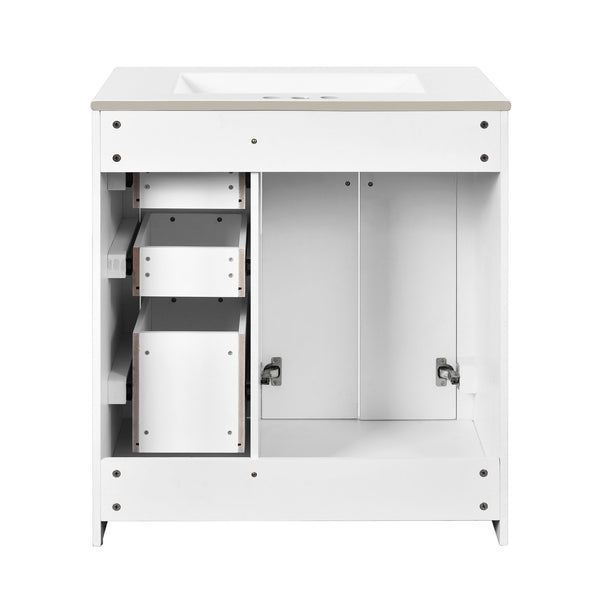 English Elm 60'' Bathroom Vanity Set With Soft-Close Drawers, Elegant Ceramic Sink & Ample Storage Space N710SS00002K
