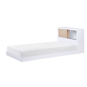 English Elm White Twin Bed With Sliding-Door Bookcase Headboard - Stylish Mid-Century Modern Youth Furniture B011S01618-GIGA