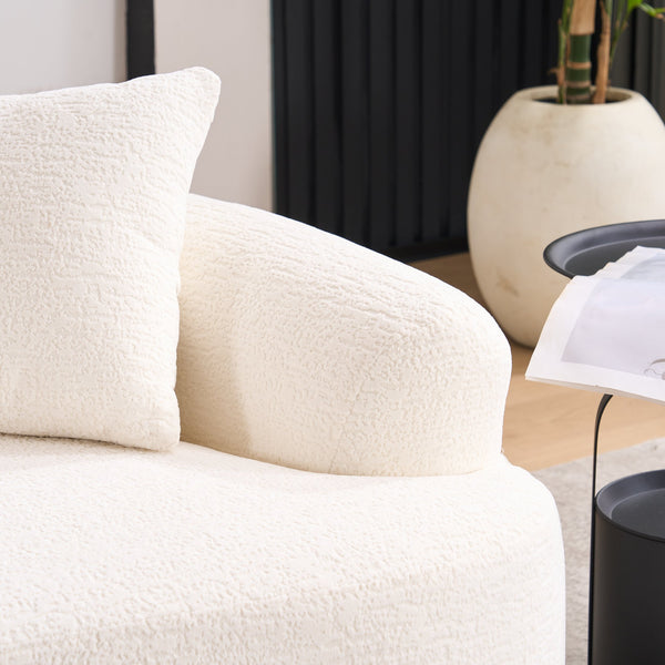 English Elm LY-025S Curved Loveseat Compact 65" Space-Saving Chenille Upholstery, 30D Foam+Spring Comfort White W2231P261287