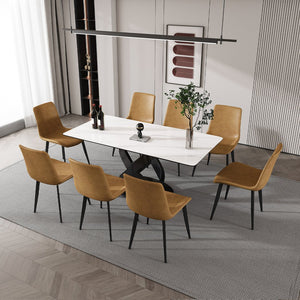 English Elm 71" Rectangular Dining Table - Modern Luxury With Sintered Stone Top & Sturdy Carbon Steel Base! W2699S00025
