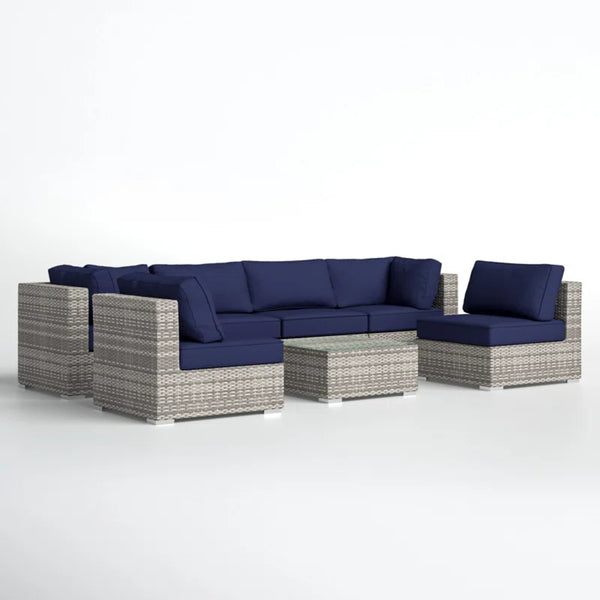 English Elm Lsi 7-Piece Fully Assembled Patio Set With Premium Cushions & Rattan Wicker For Ultimate Comfort B120S00078