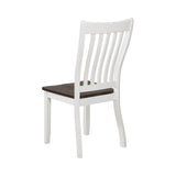 English Elm Set Of 2 Wooden Dining Chairs, Distressed White and Espresso