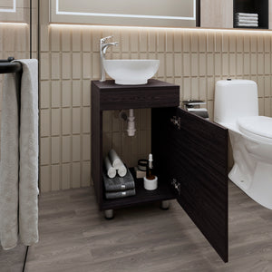 English Elm FM Modern Floating Bathroom Vanity with Integrated Sink and Soft-Close Door for Sleek Storage Wenge 28.35 L x 22.44 W x 11.42 H B128P293886