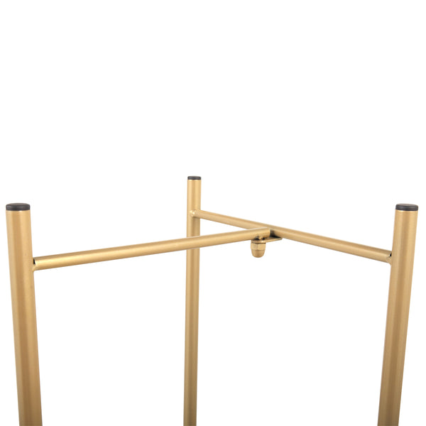 English Elm Modern Golden 2-Tier Plant Stand Folding Metal Shelf — Space-Saving 33lb Capacity Indoor Outdoor Decor W2181P357587